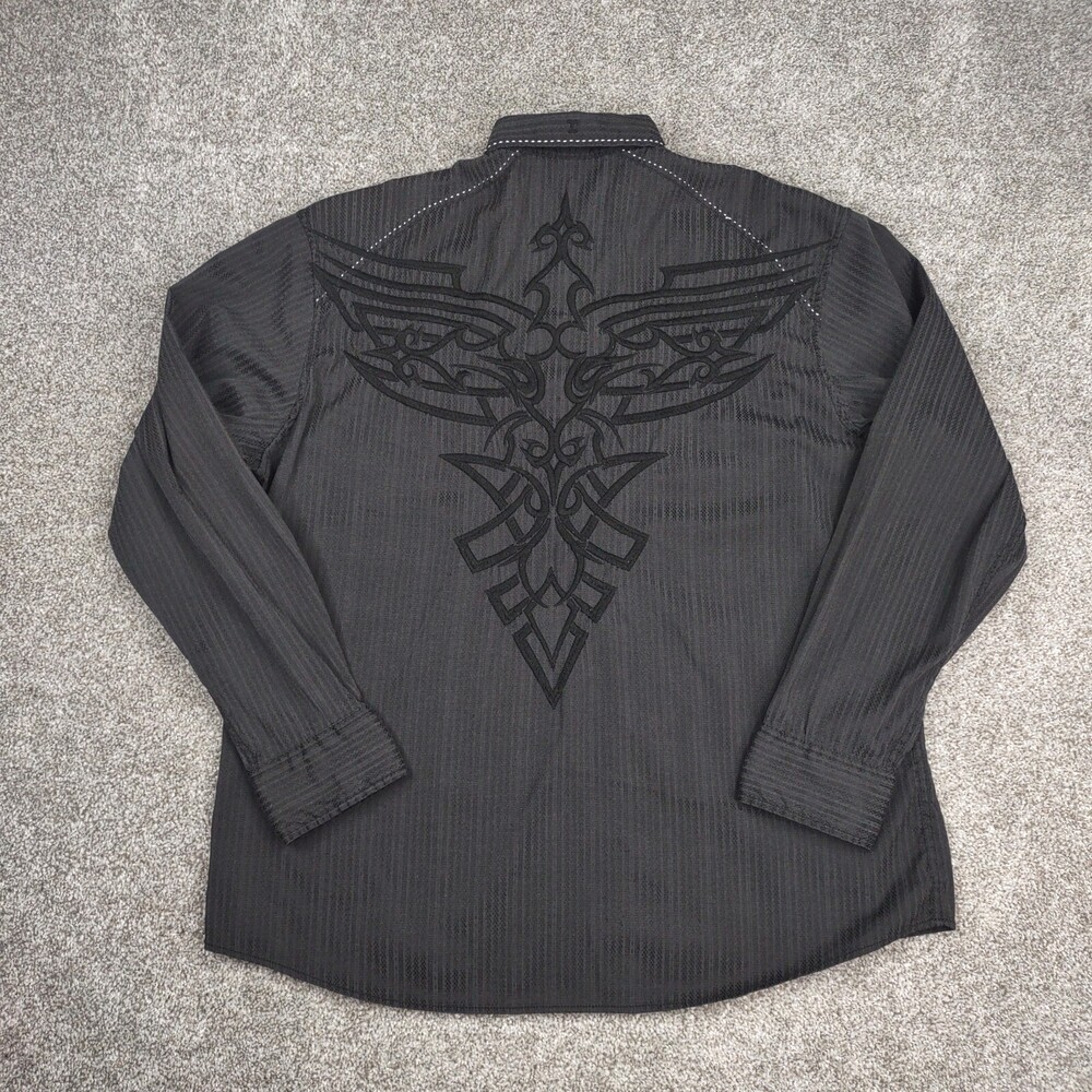 Roar Shirt Men XXL Black Embroidered Contrast Stitching Enough Excuses Buckle